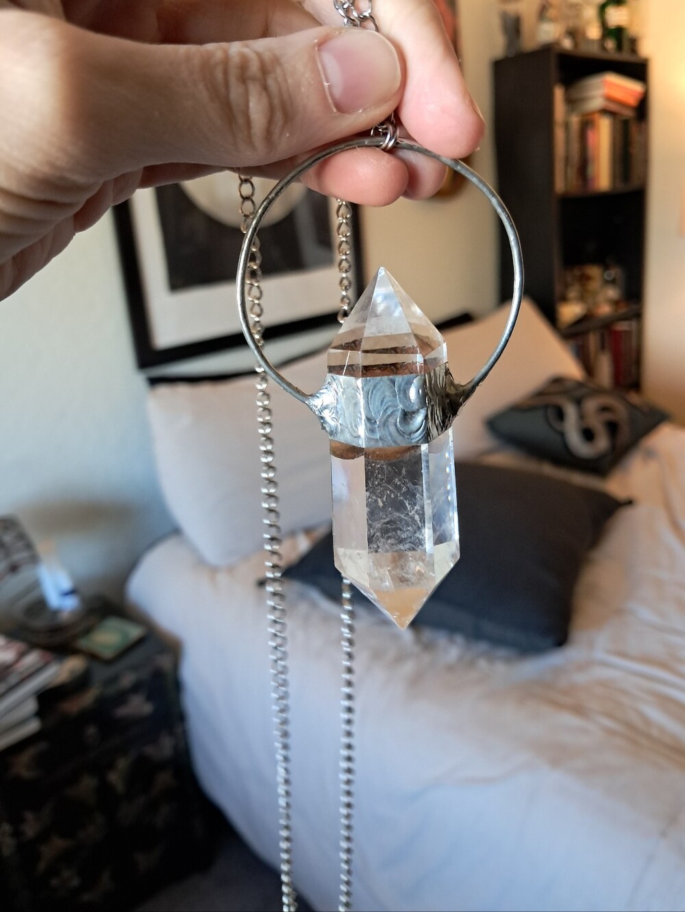 Large Clear Quartz and Moonstone Necklace - Picture 4 of 5